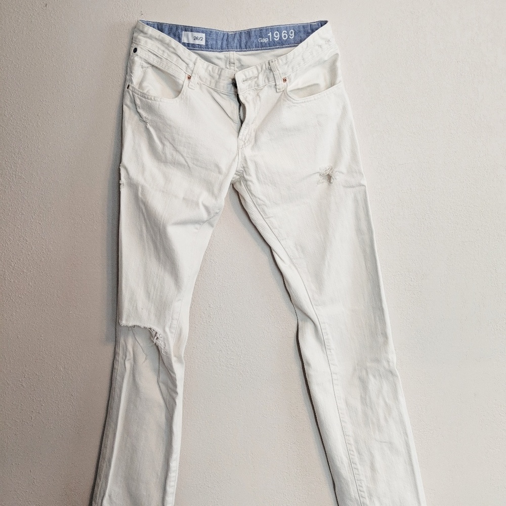 Boyfriend Distressed White Jeans Gap